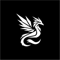 Geometric dragon solid silhouette logo vector for branding, gaming, and modern design concepts