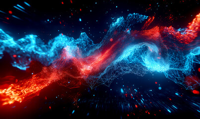 Data streams low poly digital background with abstract polygonal design