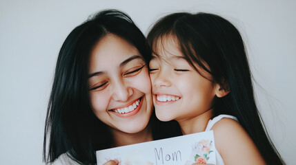 Child presents handmade Best Mom certificate to joyful mother in bright home setting capturing love and innocence on Mothers Day