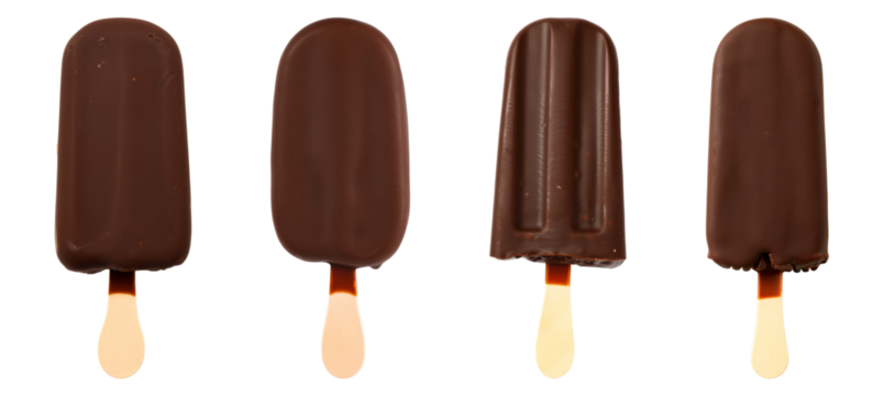 Chocolate popsicle Isolated on transparent background PNG set