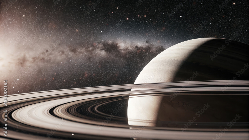 Wall mural a glowing planetary disk with swirling auroras, floating in a dark cosmic void, radiating soft ether