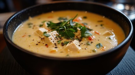 A fragrant symphony of flavors, Tom Kha Gai Soup, a culinary masterpiece from Thailand, tantalizes the senses with its creamy coconut broth, lemongrass is citrusy zest, galangal is earthy spice, and