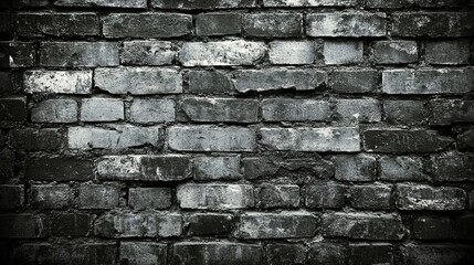 Obraz premium Dark grunge brick wall texture showing rough surface and old mortar