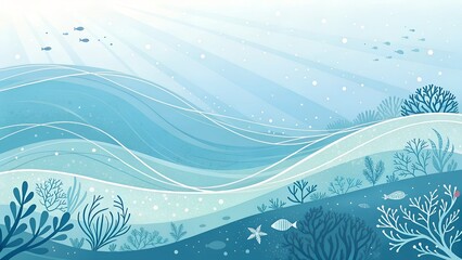 Serene Oceanic Abstract Background with Soft Blue Hues and Flowing Fluid Motions