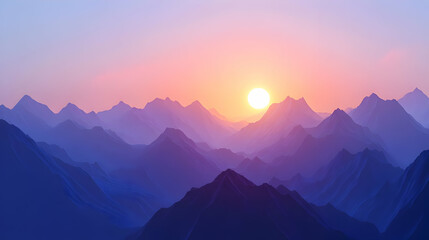 Obraz premium Majestic Sunset over Purple Mountains: A Serene Landscape