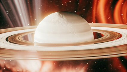 A glowing planetary disk with swirling auroras, floating in a dark cosmic void, radiating soft ethereal light with a vast celestial backdrop, ideal for design and branding.