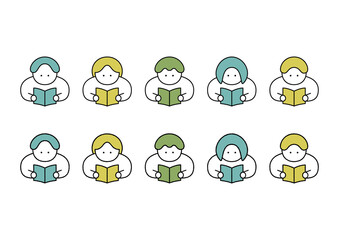 読書をする人物のシンプルなイラスト