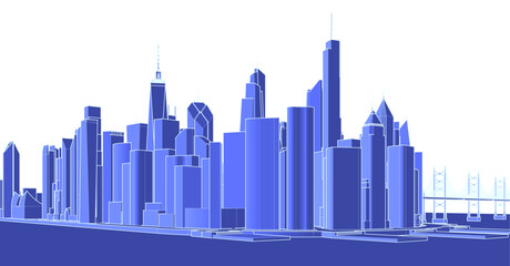 Obraz premium industrial landscape of a modern city 3d illustration