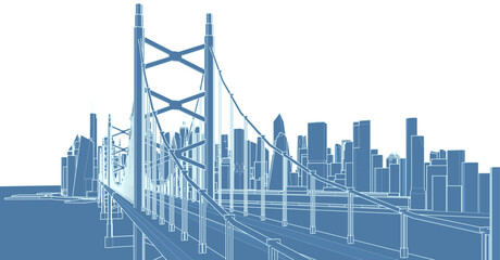 Obraz premium industrial landscape of a modern city 3d illustration