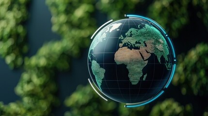 climate tech solutions startup concept. Globe illustration with a green background representing global awareness.