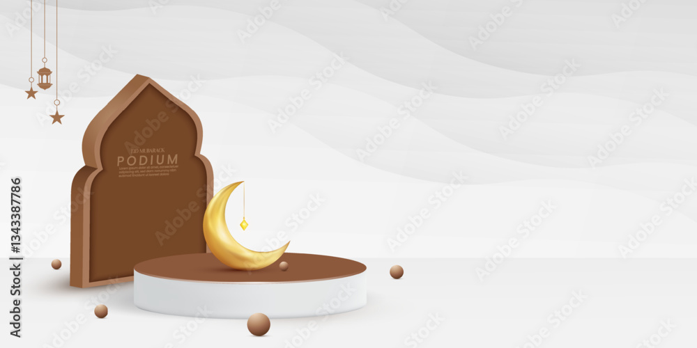 Fototapete eid mubarak studio empty product mockup design template in an isolated indoor background and shadow 