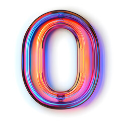 Obraz premium Glowing neon letter O with vibrant colors creating a striking visual effect