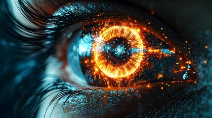 A glowing eye composed of gears and cogs symbolizing the synergy of vision and execution