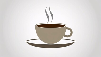 Obraz premium Hot Coffee Cup & Saucer Icon Illustration - Minimalist design