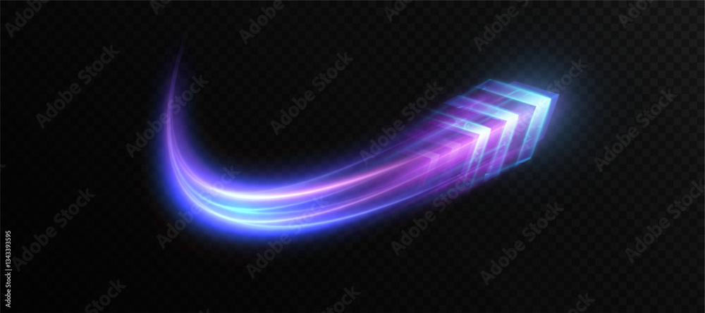 Leinwandbilder High-tech concept of a glowing arrow moving in the direction of increase. Dynamic high-speed streaming data traffic.. Adobe Illustrator Artwork