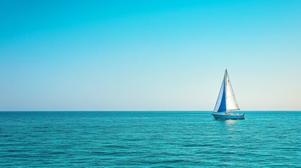 Obraz premium Space Sailboat Blue Scene Green Vibe Sails Horizon