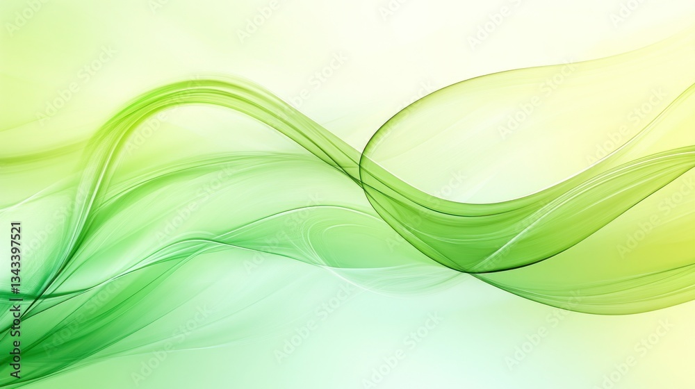 Poster abstract green wave patterns flowing softly in a gradient background