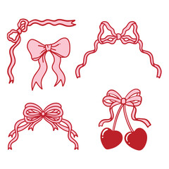 Cute girly coquette bow decoration set