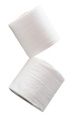 Two rolls of white tissue paper or toilet paper in stack isolated with clipping path in png file format