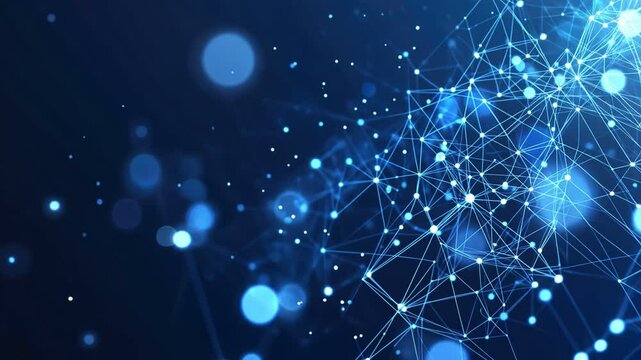 Network of Light: A luminous network of interconnected points and lines floats against a dark background, suggesting advanced technological concepts and connections.