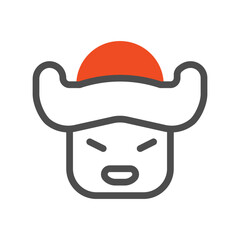 Cute Cartoon Face with Traditional Chinese Hat