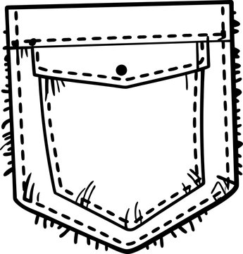 black and white denim pocket clip art preview