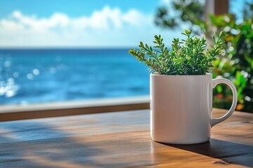 海の見えるテラスでカフェ