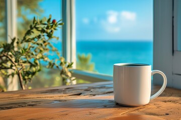 海の見えるテラスでカフェ