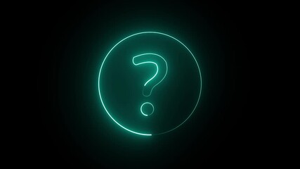 question mark symbol animation. Neon question mark icon animation on black background. - Powered by Adobe