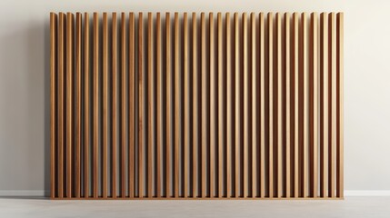 A wall-spanning headboard made from vertical wooden slats, extending beyond the width of the bed for a dramatic and unified look