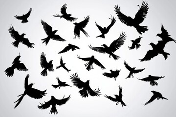 Unique bird silhouettes perfect for nature-themed artwork.