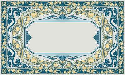 Decorative ornate retro floral blank scroll template
