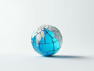 Fragile World Globe Symbolizing Environmental Crisis and Global Issues on a Simple Background