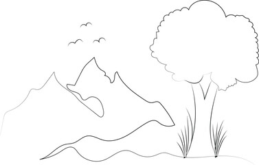 Hand drawn mountain outline illustration