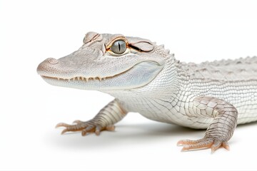 Fototapeta premium Rare Close-Up of Unique White Chinese Reptile with Detailed Scales and Textured Skin