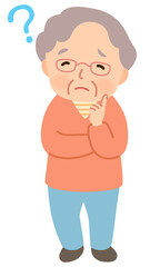 Obraz premium 疑問に感じるシニア女性 表情ポーズ 高齢者 後期高齢者