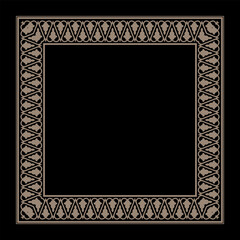 Obraz premium Vintage decorative frame. Gold square classic byzantine ornament. Frame of Ancient Greece, Roman Empire. Byzantium, Lower Empire. For laser cutting, invitation, porcelain, embroidery, sandblasting
