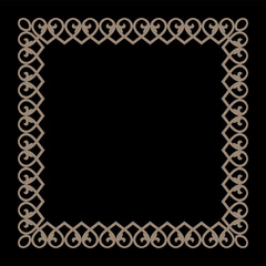 Obraz premium Gold square stencil classic byzantine ornament. Rectangular frame of Ancient Greece, Eastern Roman Empire. Byzantine painting of walls and floors. For invitation, porcelain, embroidery, sandblasting