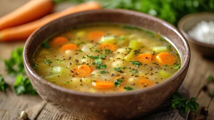 A symphony of flavors, where tender vegetables, like carrots and celery, embraced a rich broth, a comforting embrace for the soul.