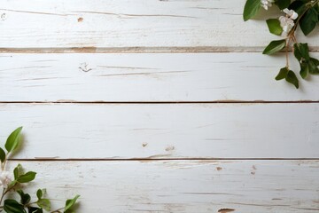 Fototapeta premium White flowers frame rustic wood