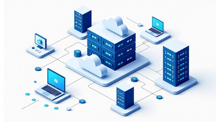 Fototapeta premium Isometric Data Center Ecosystem