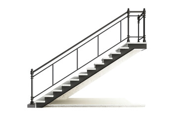 Elegant modern stairway with black railings against a minimalist background in bright lighting