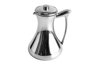Elegant stainless steel pitcher stands gracefully on a white background reflecting soft light