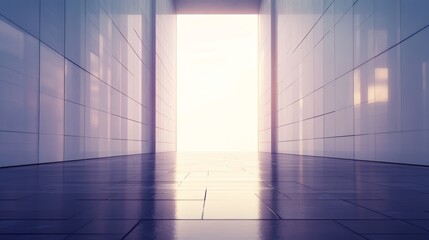 Fototapeta premium Abstract Corridor of Light and Reflection: Minimalist Architectural Perspective