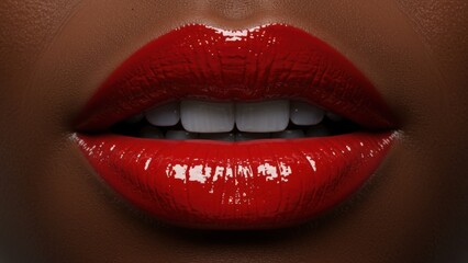 African American woman with red lips
