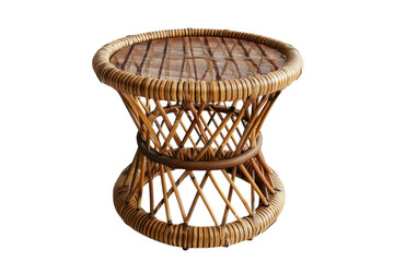 Handcrafted wicker stool showcasing intricate design and craftsmanship in minimalist style