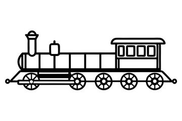 american old train icon line art silhouette vector illustration