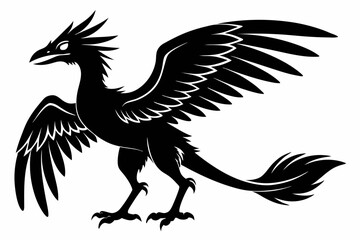 Obraz premium archaeopteryx line art silhouette vector illustration