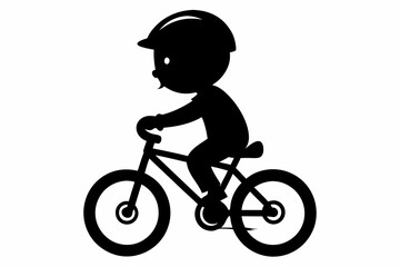 Fototapeta premium baby bicycle riding line art silhouette vector illustration