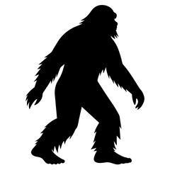 a vector silhouette of a Sasquatch (Bigfoot) walking in a natural pose 